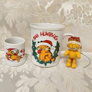 Garfield Christmas Lot Mug by Enesco, Candle Holder, And Ornament *READ*